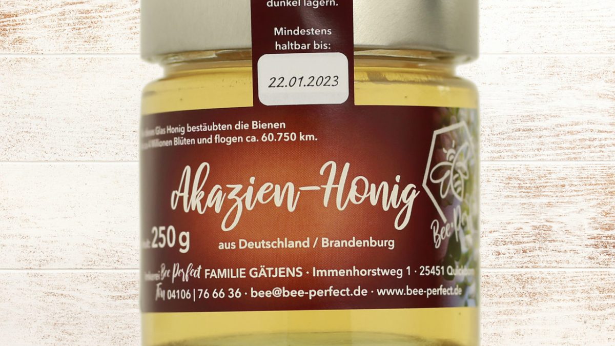 Bee Perfect Honigsorte kleiner Akazienhonig, Vorderansicht